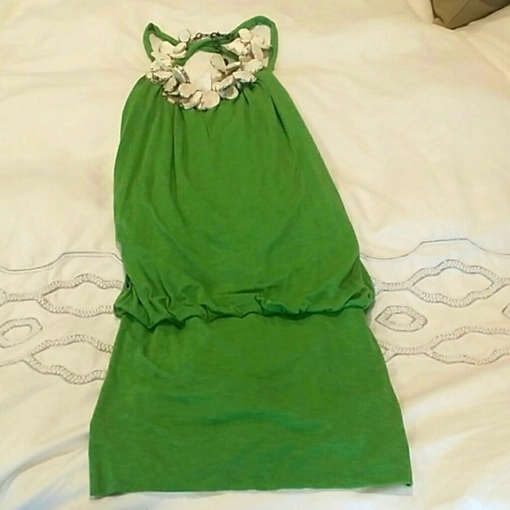 Lani green tunic dress (necklace not included)